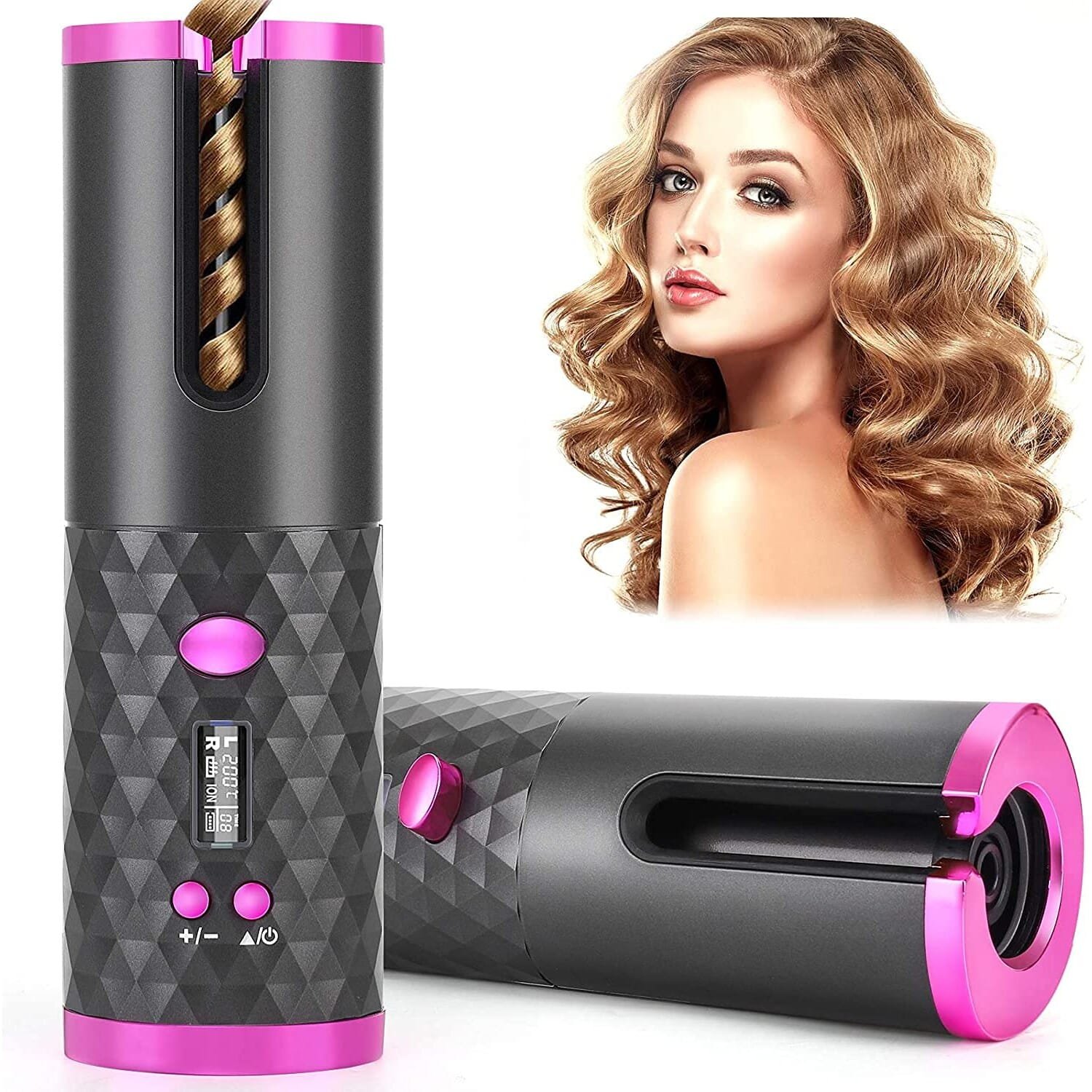 Cordless Auto Hair Curler With LCD Display