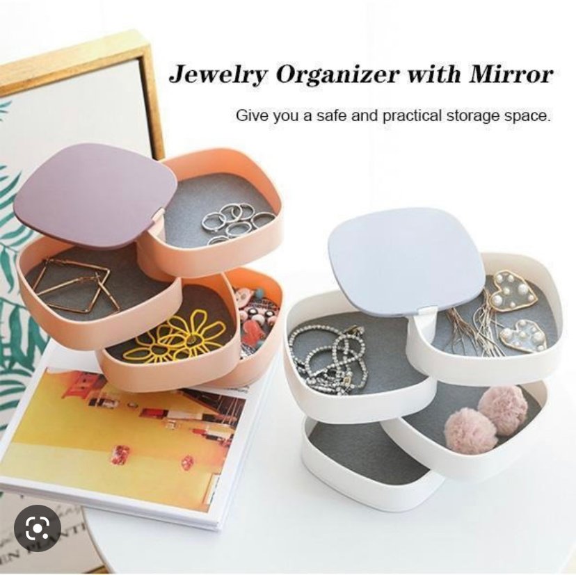 Rotating Jewellery Storage Box With Mirror