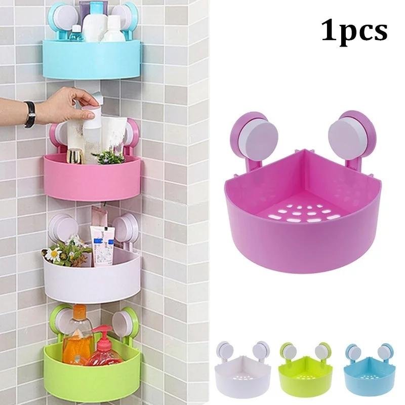 1PC Plastic Corner Storage Rack Suction Cup