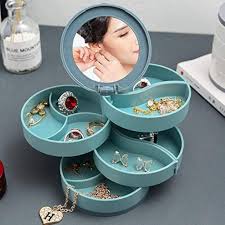 Ez Rotating Jewellery Storage Box With Mirror